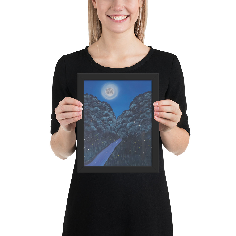 Moonlit Magic Forest (Framed Paper Print)