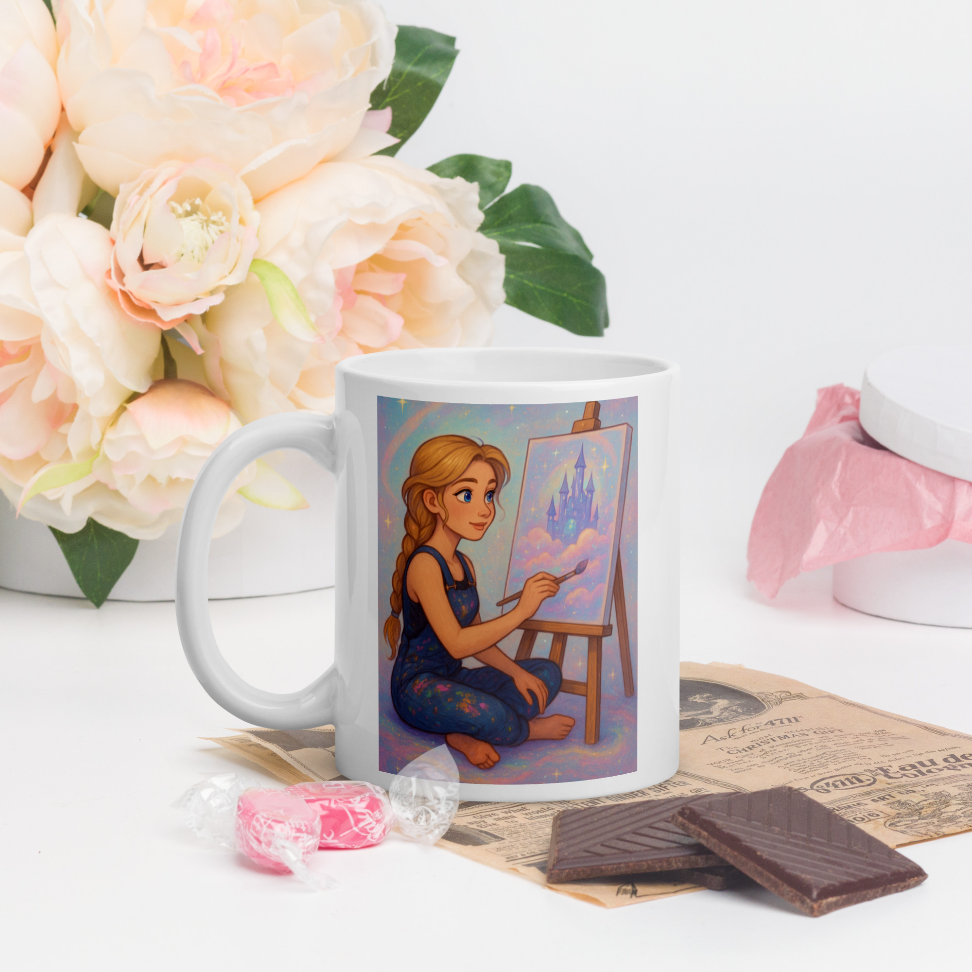 White glossy mug