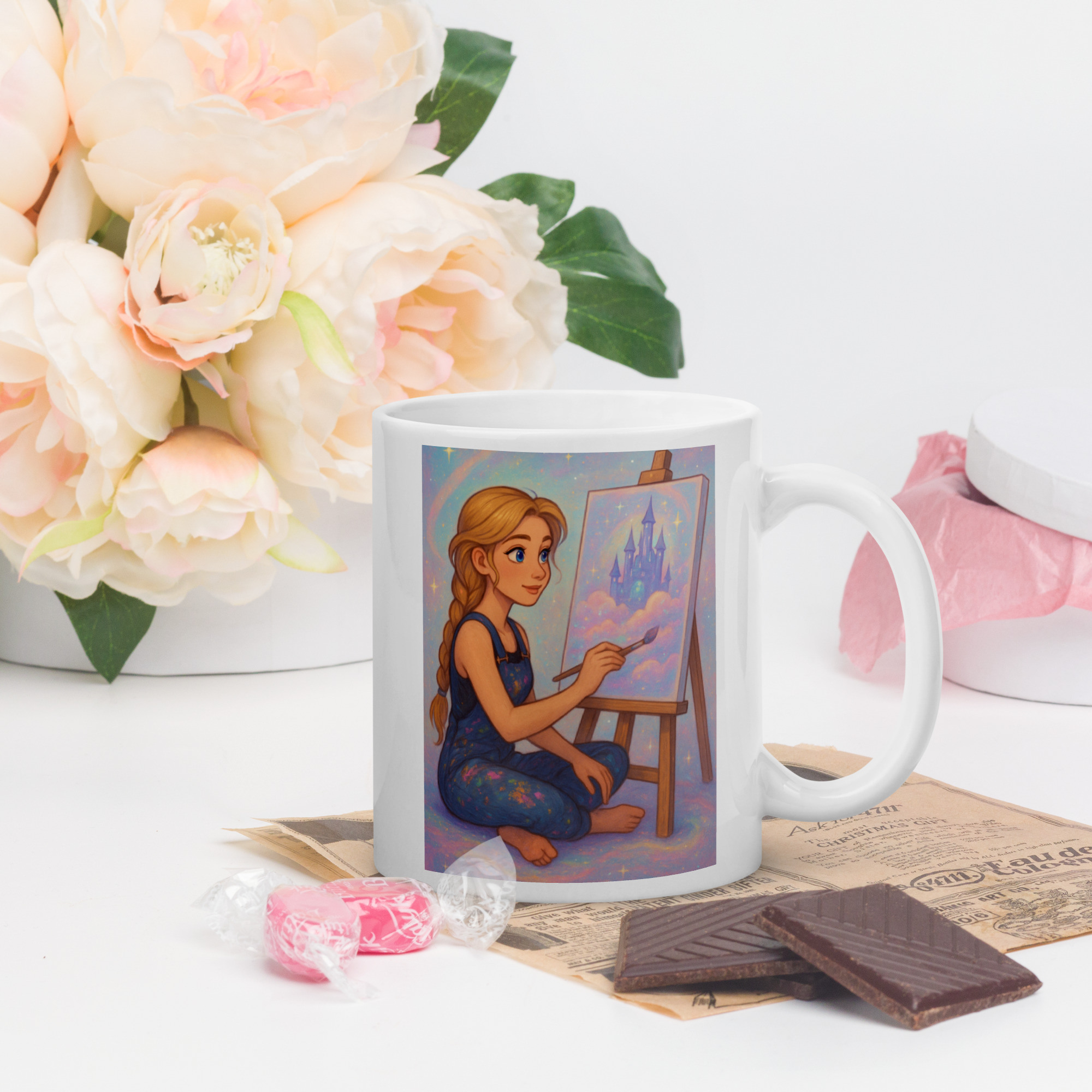 White glossy mug