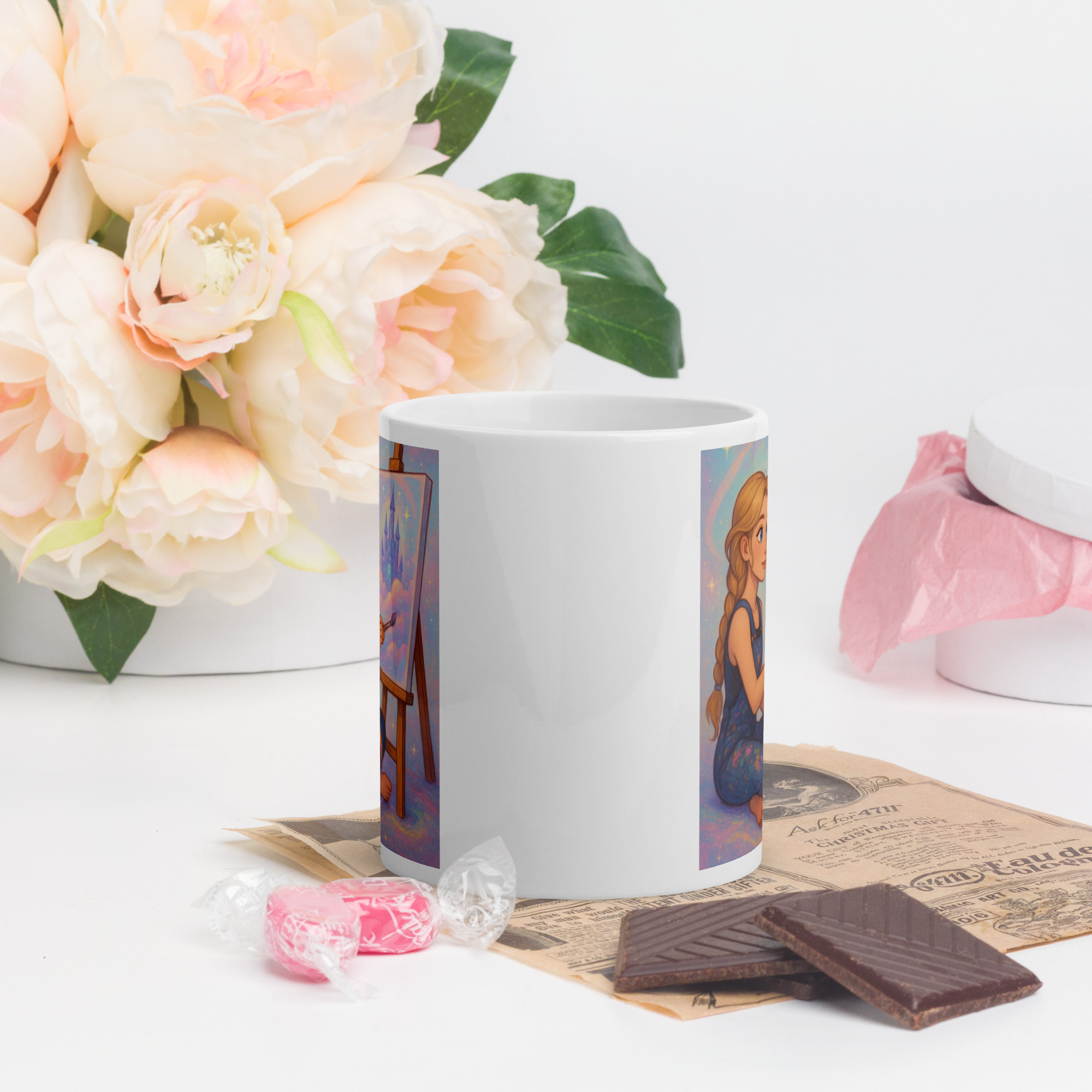White glossy mug