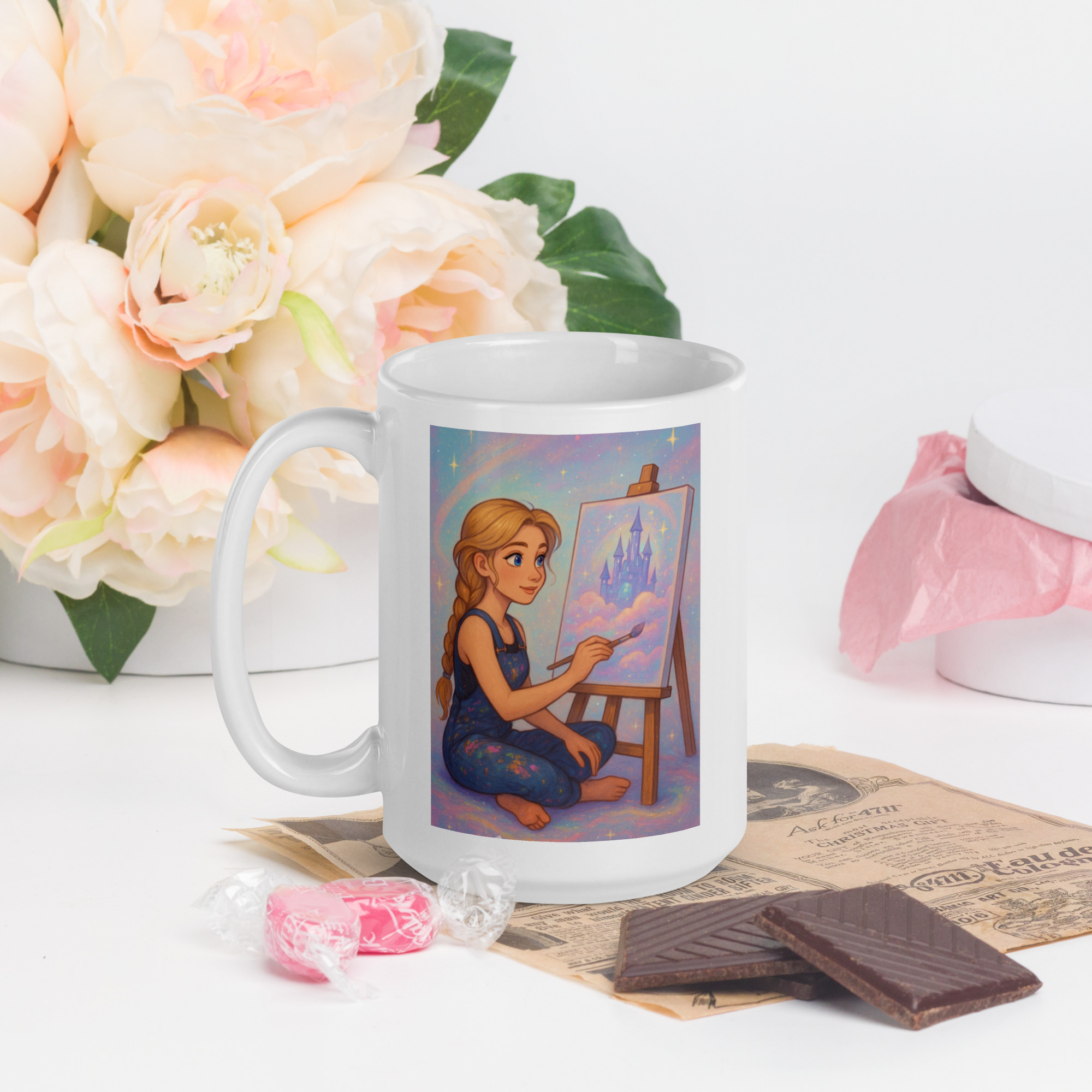 White glossy mug