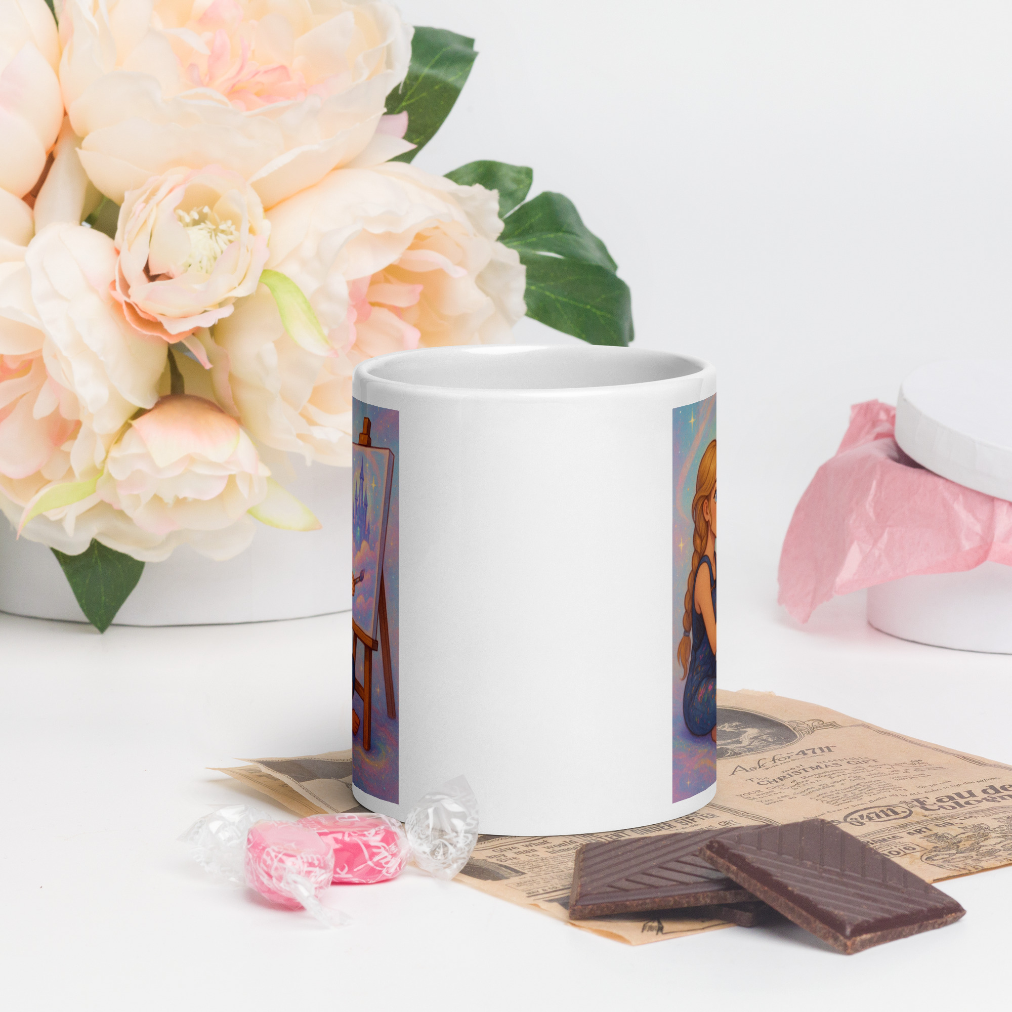 White glossy mug